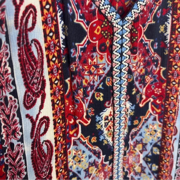 BILA Bilabong Paisley Boho Print Sleeveless Popover V Neck Tank Top Blouse - Picture 7 of 9